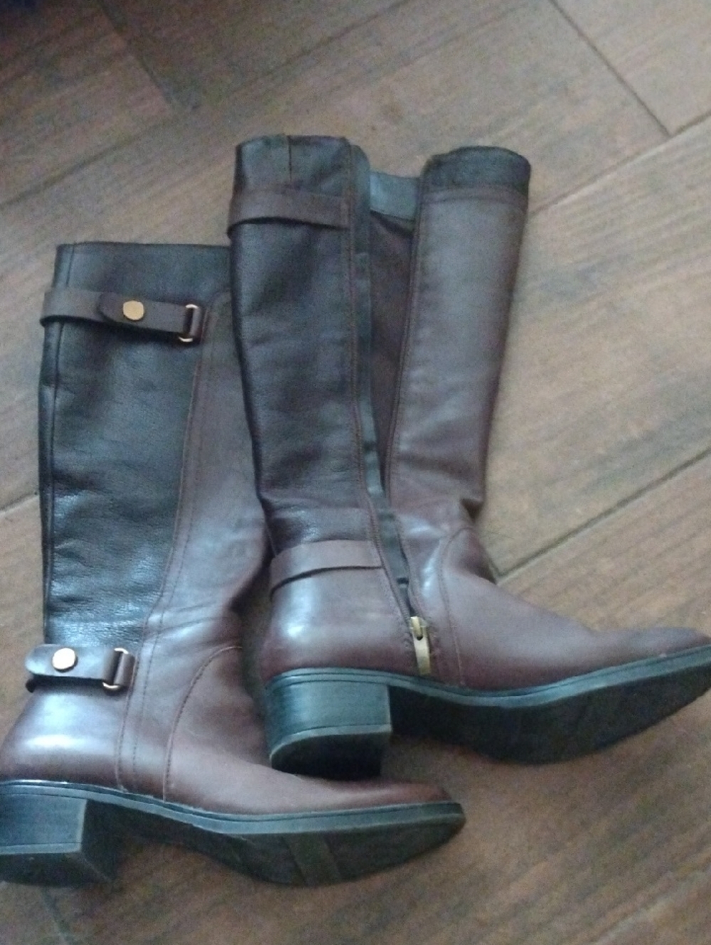 Franco Sarto Two-Tone Brown Tall Leather Riding Boots